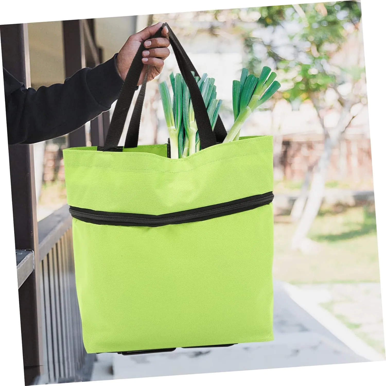 Foldable Trolley Laundry Bag Large Shopping Pouch Collapsible Wheels Reusable for Daily Needs Versatile