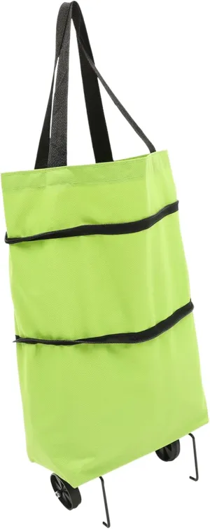 Foldable Trolley Laundry Bag Large Shopping Pouch Collapsible Wheels Reusable for Daily Needs Versatile
