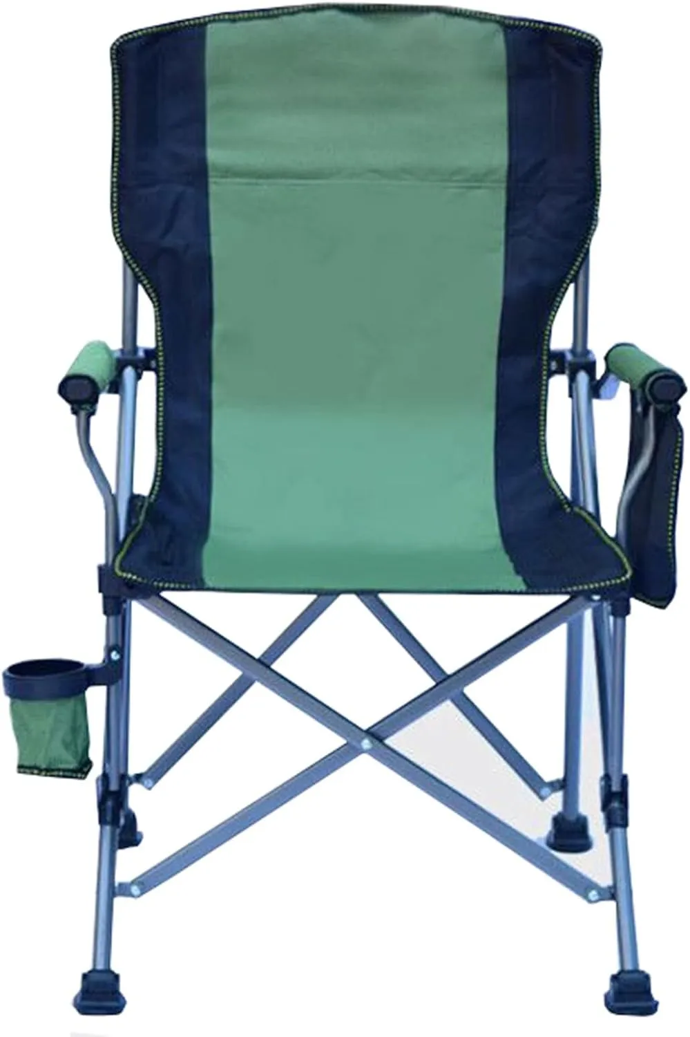 Folding Camping Chair, Portable High Back Padded Garden Chair with Armrests, Outdoor Chairs with Arm Rest Cup Holder and Portable Carrying Bag for Fishing Garden Picnic Green