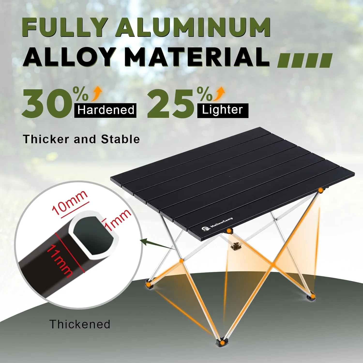 Folding Camping Table with Ultralight Aluminum Frame & Carry Bag Small Portable Table for Beach, Picnics, BBQ, Hiking & Outdoor Essentials (Black,Medium)
