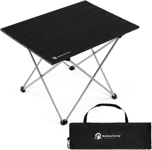Folding Camping Table with Ultralight Aluminum Frame & Carry Bag Small Portable Table for Beach, Picnics, BBQ, Hiking & Outdoor Essentials (Black,Medium)
