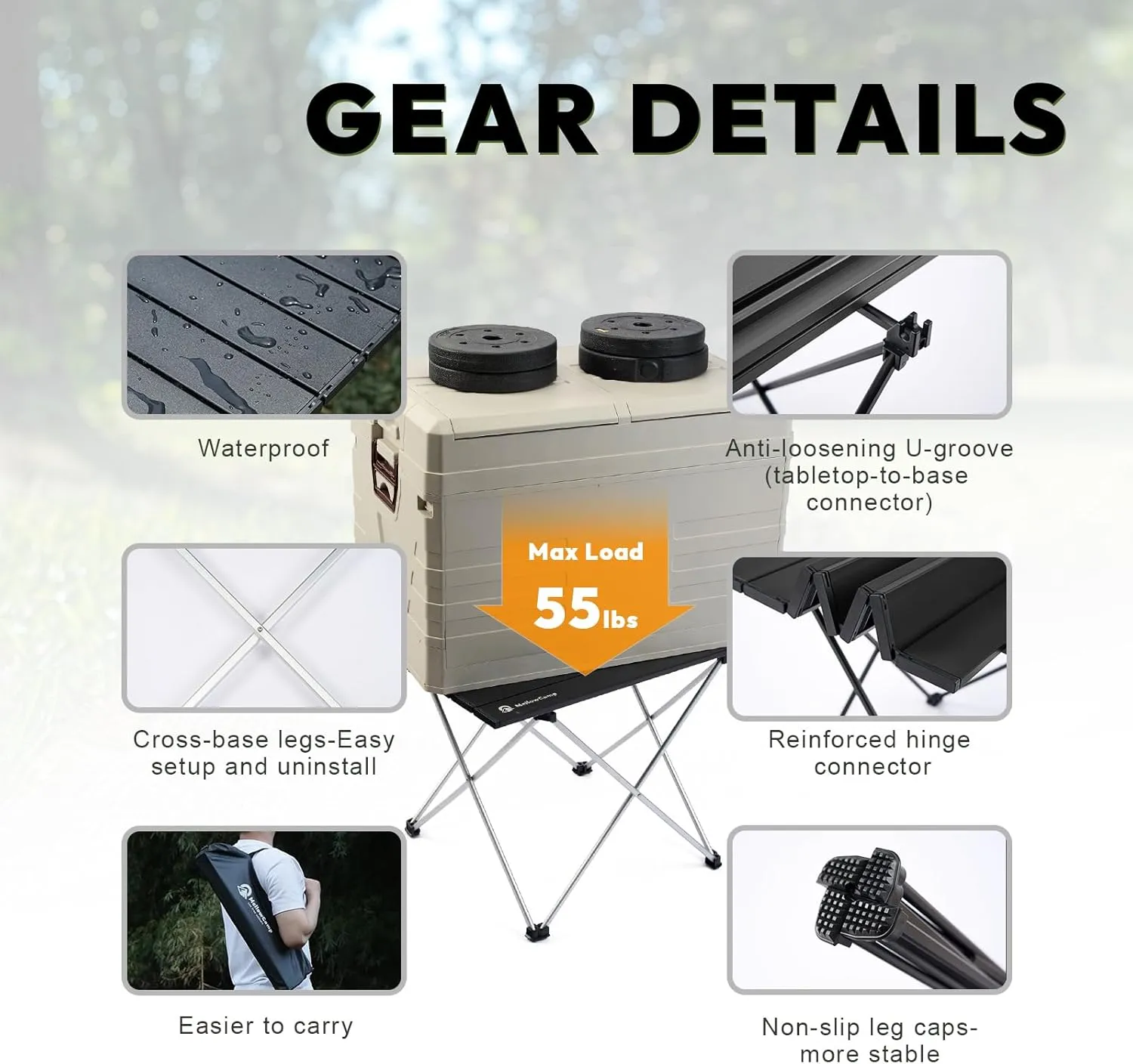 Folding Camping Table with Ultralight Aluminum Frame & Carry Bag Small Portable Table for Beach, Picnics, BBQ, Hiking & Outdoor Essentials (Black,Medium)