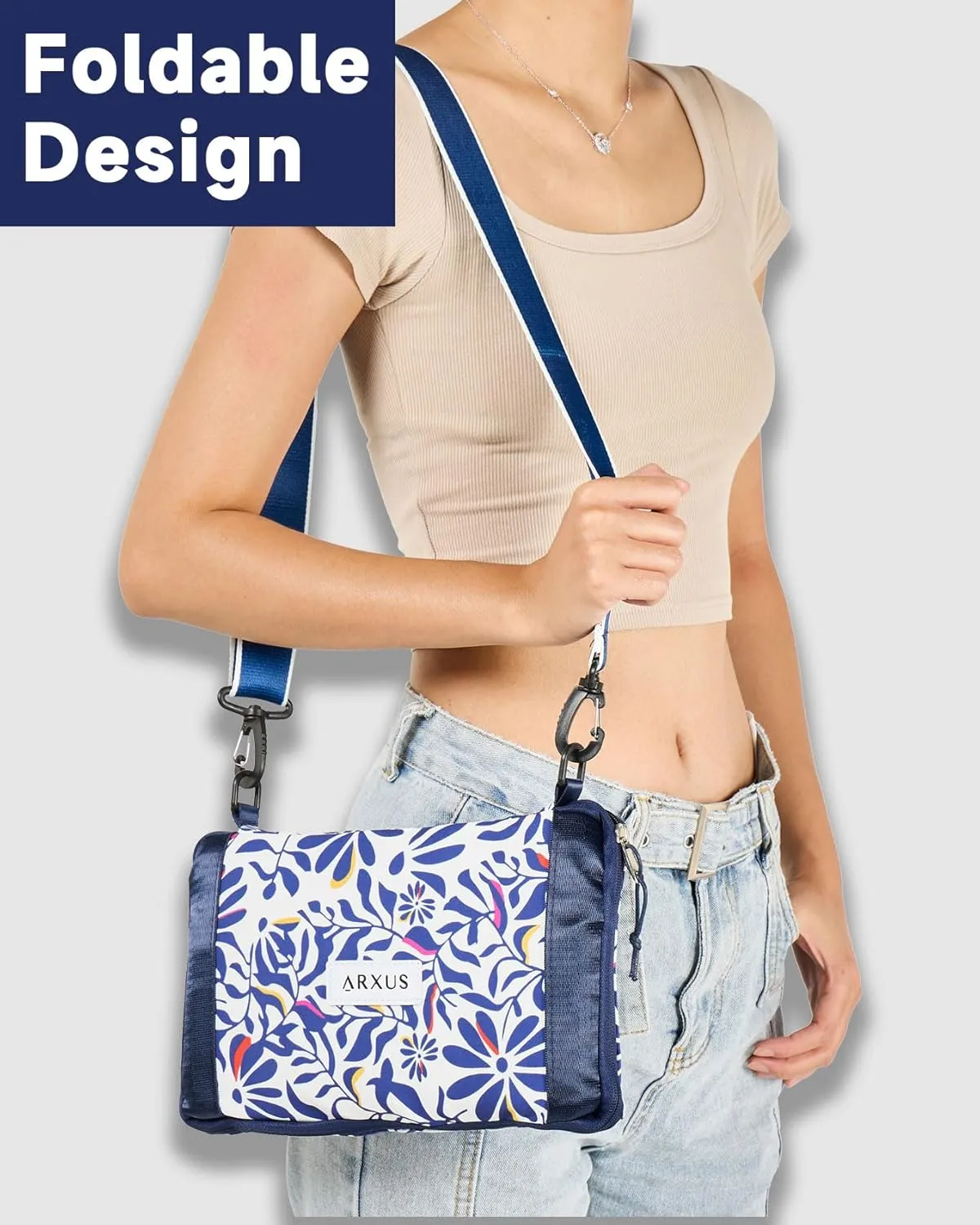 Folding Travel Bag Carry on Bags for Airplanes with Detachable Adjustable Shoulder Strap Light Weight Travel Duffle Bag for Women with Suitcase Sleeve 17x11x9 inch
