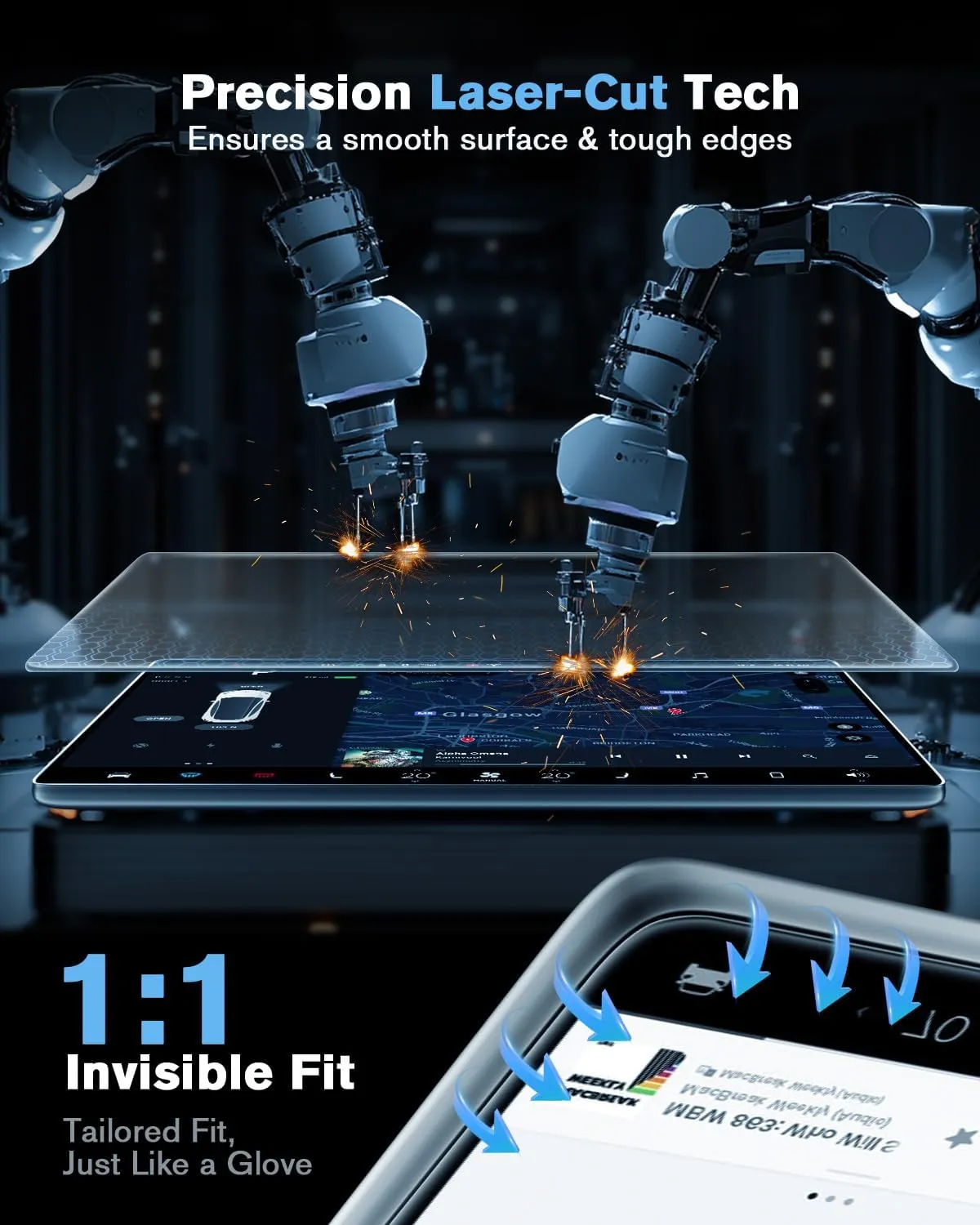 For 2023~2025 Integra (A-Spec with Technology Package) Screen Protector 9 Inch Matte Anti-Glare Tempered Glass Touchscreen *1 Accessories 9H Hardness Glass - No More Glare&Fingerprint