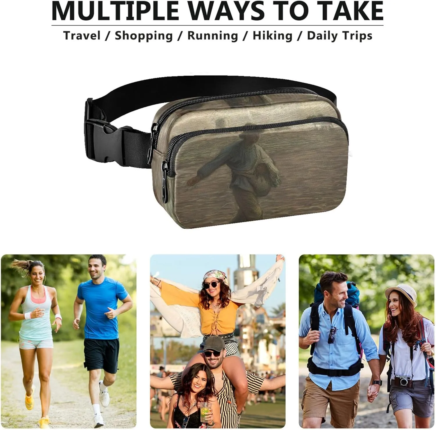 Francois Millet Sower Prints Waterproof Fanny Packs for Women Anti Theft Belt Bag Funny Crossbody Waist Purse