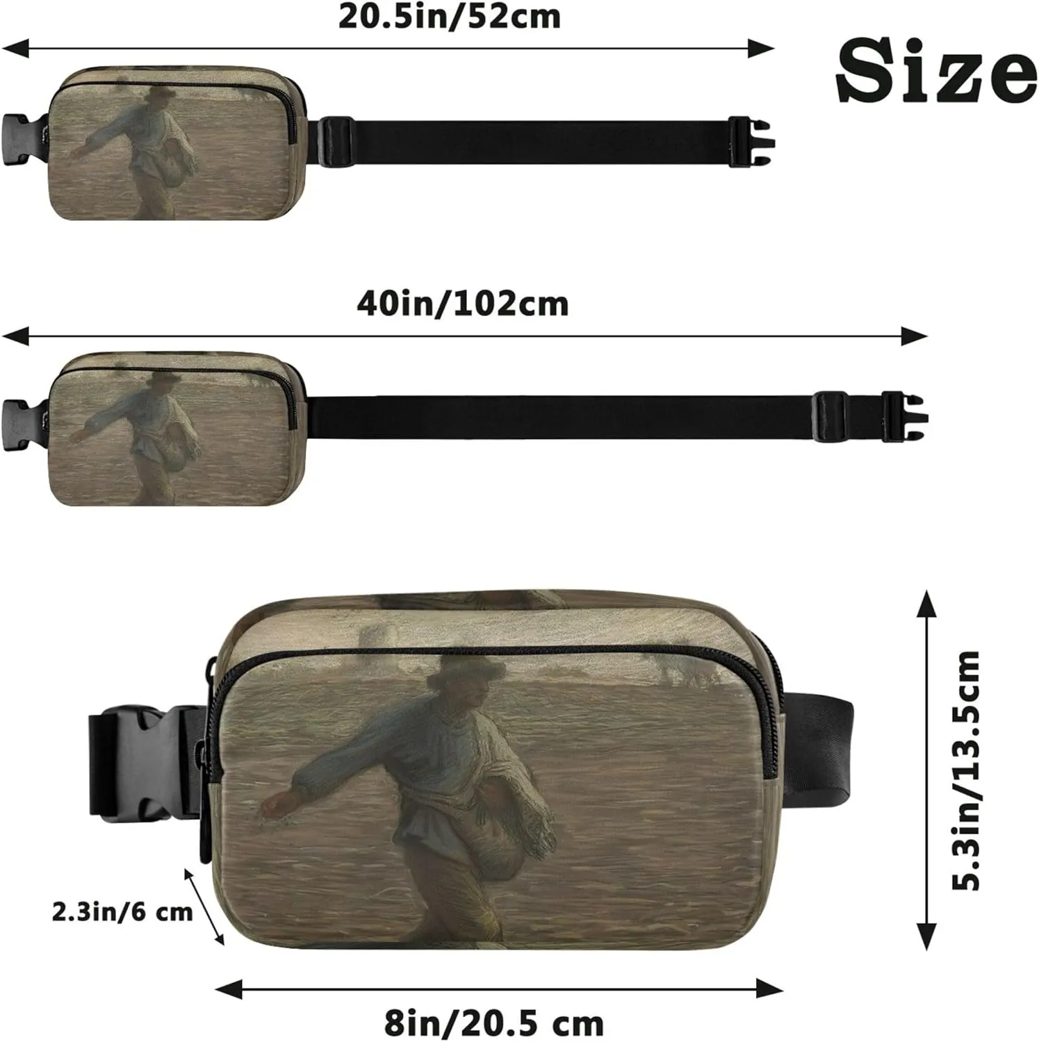 Francois Millet Sower Prints Waterproof Fanny Packs for Women Anti Theft Belt Bag Funny Crossbody Waist Purse