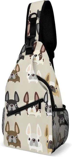 French Bulldog Crossbody Bag Over Shoulder Sling Backpack Casual Cross Chest Side Pouch