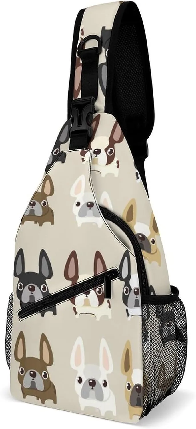 French Bulldog Crossbody Bag Over Shoulder Sling Backpack Casual Cross Chest Side Pouch