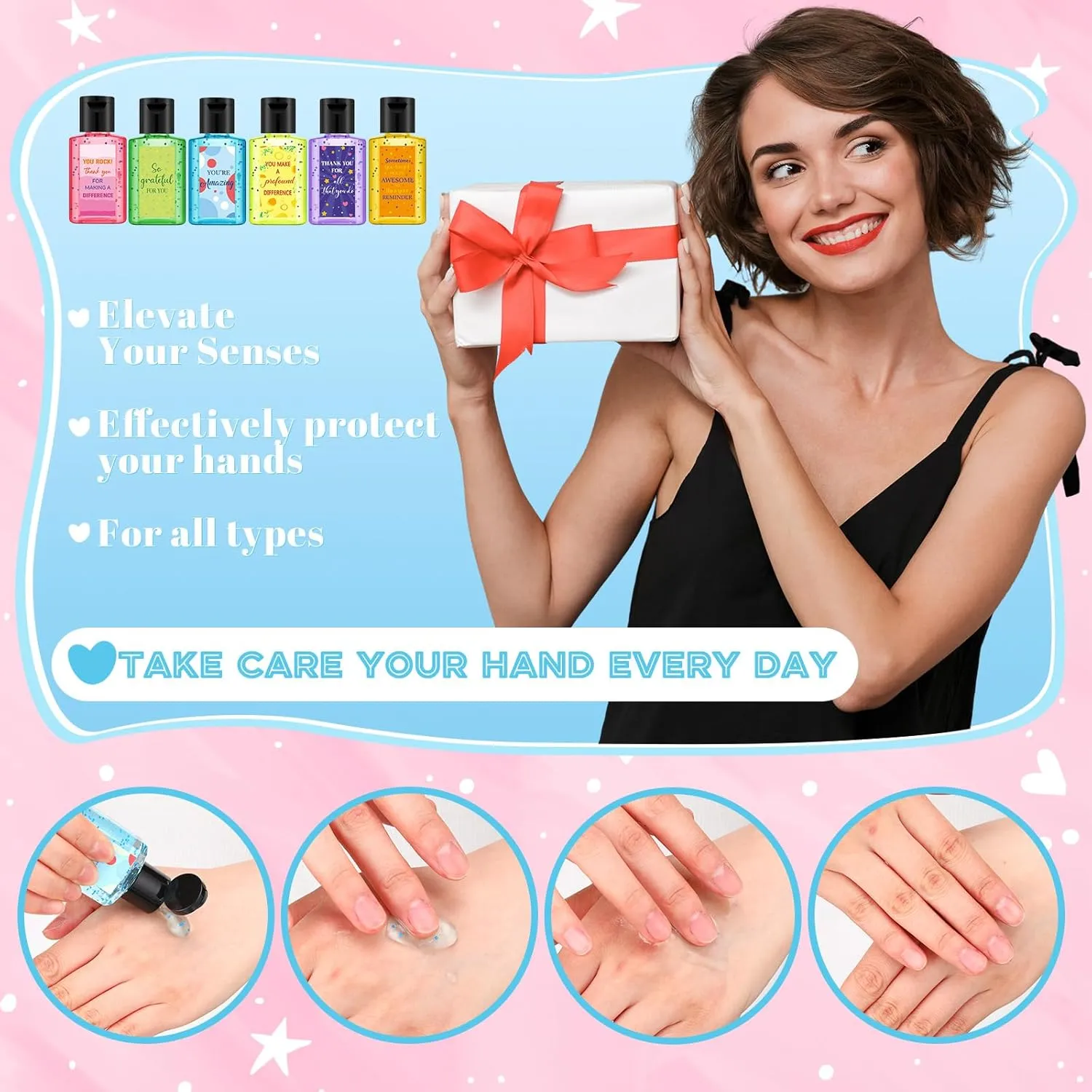 Frienda 24 Packs Mini Hand Sanitizer Bulk Hand Sanitizer Travel Size 1fl oz Baby Shower Favors for Guest Hand Soap Personalized Thank You Gifts (Thank You,Mixed Scent)
