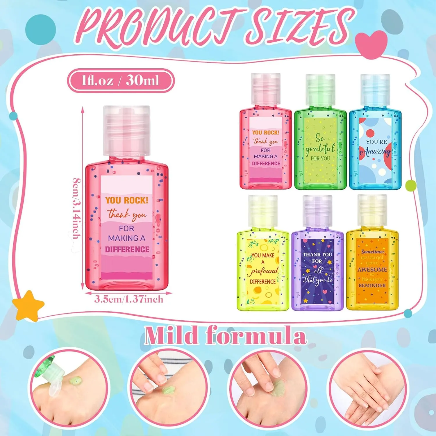 Frienda 24 Packs Thank You Mini Hand Sanitizer Bulk Hand Sanitizer Travel Size 1fl oz Employee Appreciation Gifts for Coworkers Soap Thank You Gifts for Women Staff Team