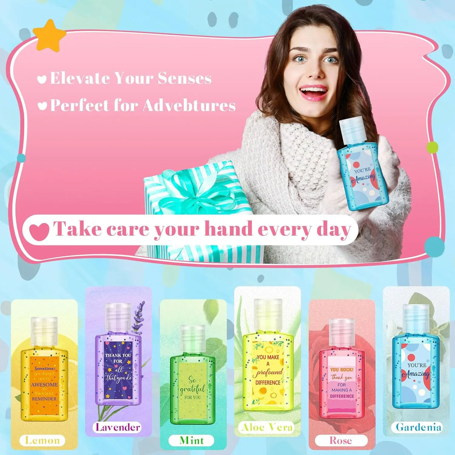 Frienda 24 Packs Thank You Mini Hand Sanitizer Bulk Hand Sanitizer Travel Size 1fl oz Employee Appreciation Gifts for Coworkers Soap Thank You Gifts for Women Staff Team