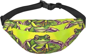 Frog in a pond Large crossbody bag for travel and running, made of polyester, waterproof and soft fabric