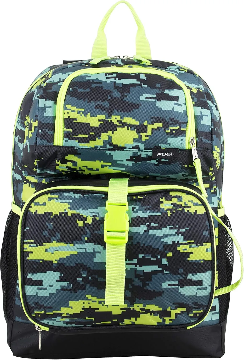 FUEL 4-Piece Bundle Colorful Prints Backpack Book Bag Set Detachable Insulated Lunch Box, Pencil Case, Accessory Pouch