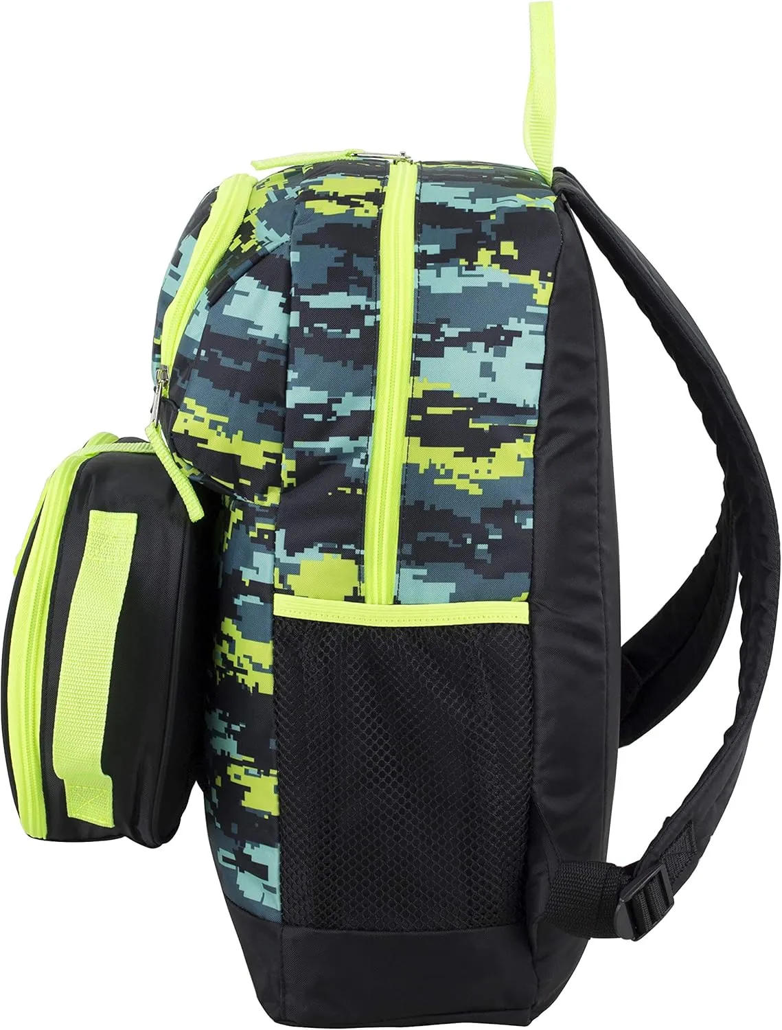 FUEL 4-Piece Bundle Colorful Prints Backpack Book Bag Set Detachable Insulated Lunch Box, Pencil Case, Accessory Pouch