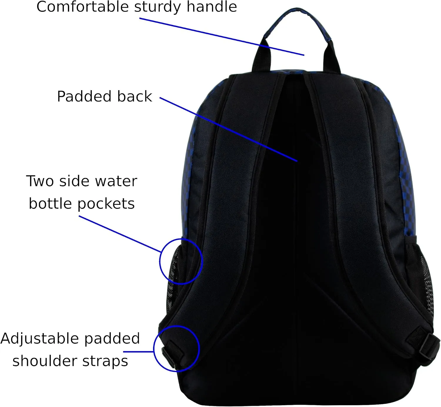 FUEL Travel Laptop Backpack Sport Shock Multi Large Compartments for College Bookbag, Hiking, Work, 18.5 x 13 x 7 Inches, Blue