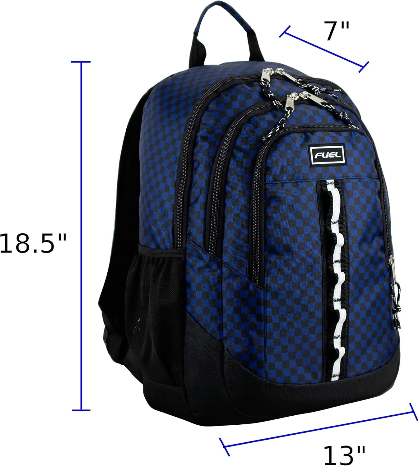 FUEL Travel Laptop Backpack Sport Shock Multi Large Compartments for College Bookbag, Hiking, Work, 18.5 x 13 x 7 Inches, Blue