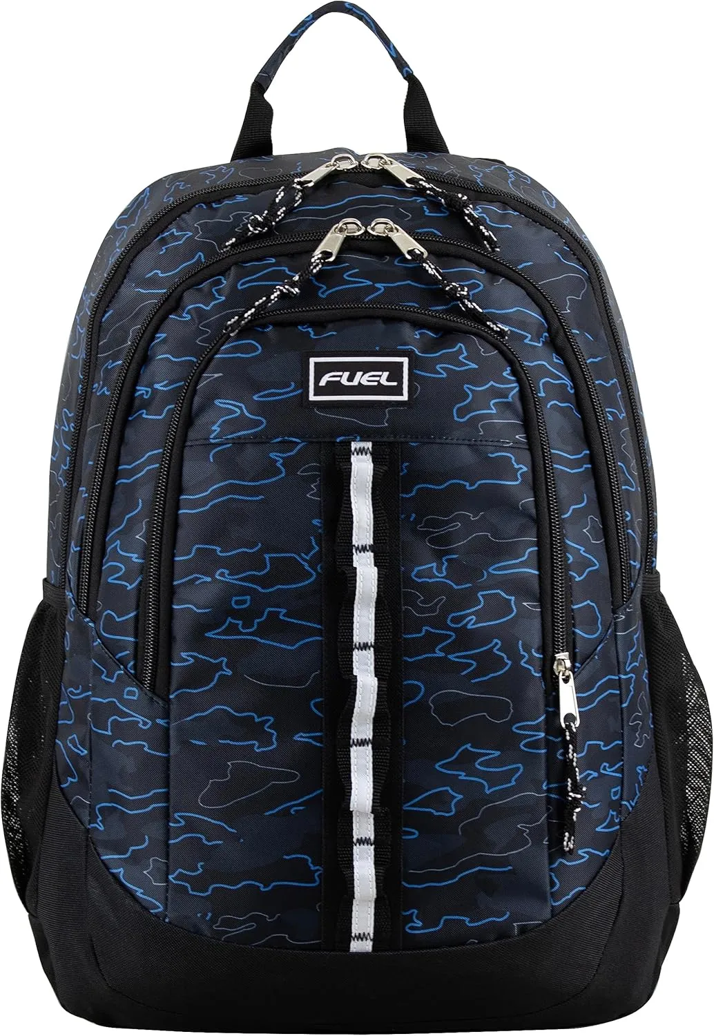 FUEL Travel Laptop Carry On Backpack Sport Shock Multi Large Compartments for College Bookbag, Hiking, Work, 18.5 x 13 x 7 Inches, Blue Camouflage