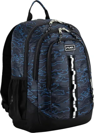 FUEL Travel Laptop Carry On Backpack Sport Shock Multi Large Compartments for College Bookbag, Hiking, Work, 18.5 x 13 x 7 Inches, Blue Camouflage