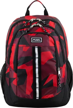 FUEL Travel Laptop Carry On Backpack Sport Shock Multi Large Compartments for College Bookbag, Hiking, Work, 18.5 x 13 x 7 Inches, Red Camouflage