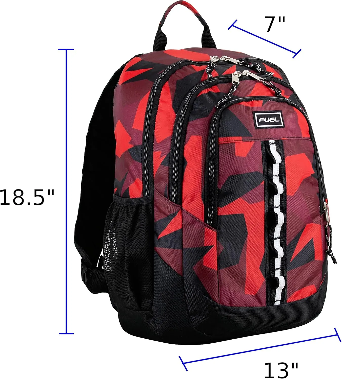 FUEL Travel Laptop Carry On Backpack Sport Shock Multi Large Compartments for College Bookbag, Hiking, Work, 18.5 x 13 x 7 Inches, Red Camouflage