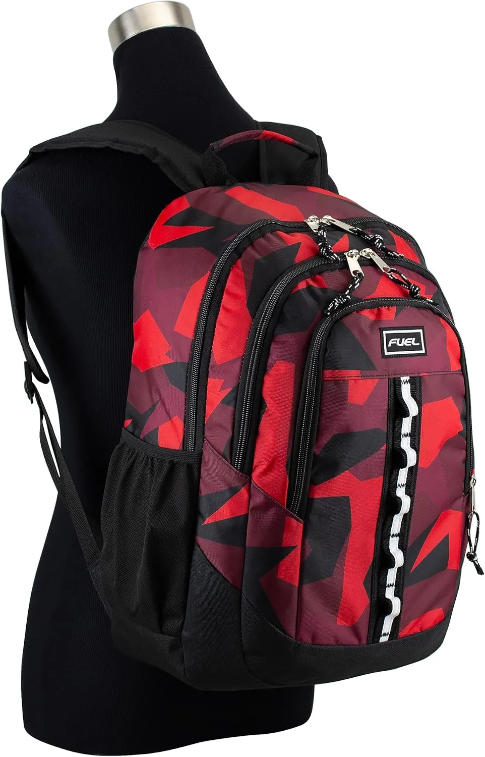 FUEL Travel Laptop Carry On Backpack Sport Shock Multi Large Compartments for College Bookbag, Hiking, Work, 18.5 x 13 x 7 Inches, Red Camouflage