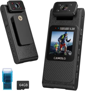 Full HD Video Camera Body Night Vision 4K Camera Flip Lens 1.55” LCD Screen 1400Mah Battery Flip Camera Video Filming for Recorder Sports with WiFi Hotspot 64Gb Storage Card