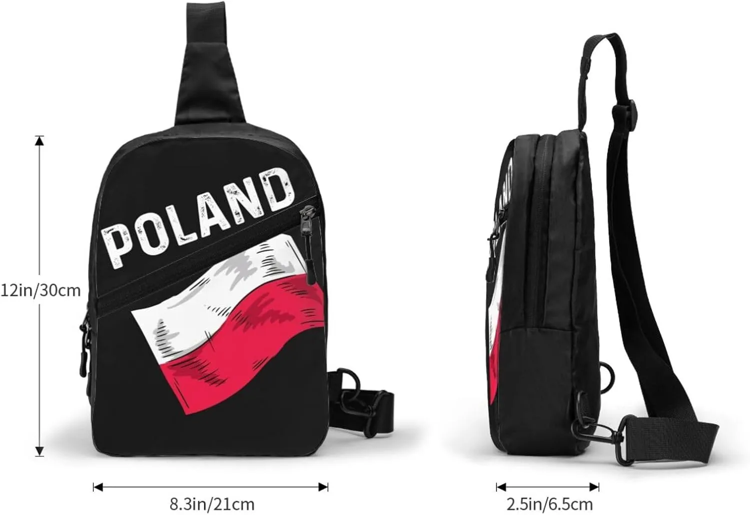 Funny Vintage Poland Polish Flag Portable Crossbody Bag Foldable Sling Bags Sports Gym Chest Daypack Reusable Shoulder Backpack Casual Diagonally Rucksack Fanny Packs