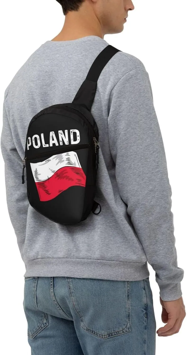 Funny Vintage Poland Polish Flag Portable Crossbody Bag Foldable Sling Bags Sports Gym Chest Daypack Reusable Shoulder Backpack Casual Diagonally Rucksack Fanny Packs