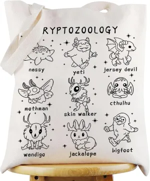 G2TUP Cryptozoology Gifts Kawaii Cryptid Creatures Tote Bag Cryptid Monster Monthman Reusable Bag For Mysterious Zoology