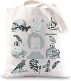 G2TUP Raven Romance Book Tote Bag Romantic Poetry Gift Crow Nevermore Shoulder Bag Crow Book Merch