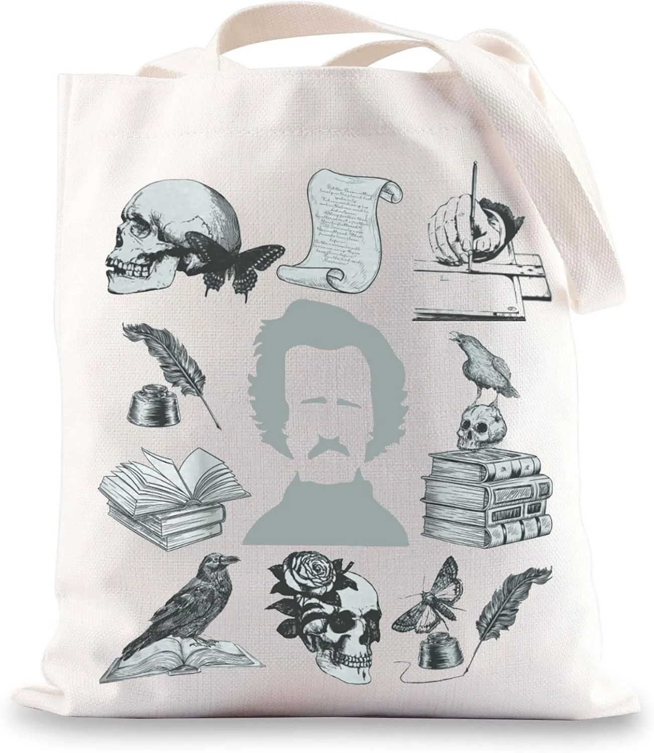 G2TUP Raven Romance Book Tote Bag Romantic Poetry Gift Crow Nevermore Shoulder Bag Crow Book Merch