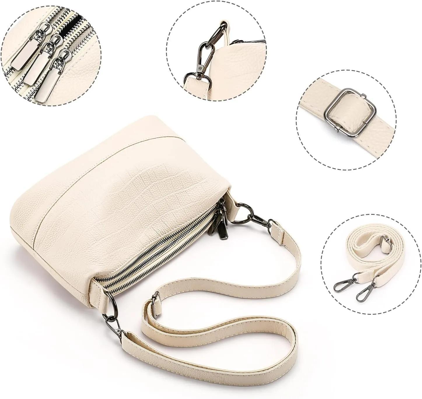 GAEKEAO Crossbody Bags for Women Small Cross Body Bag Genuine Leather Camera Bag Purse with Adjustable Strap