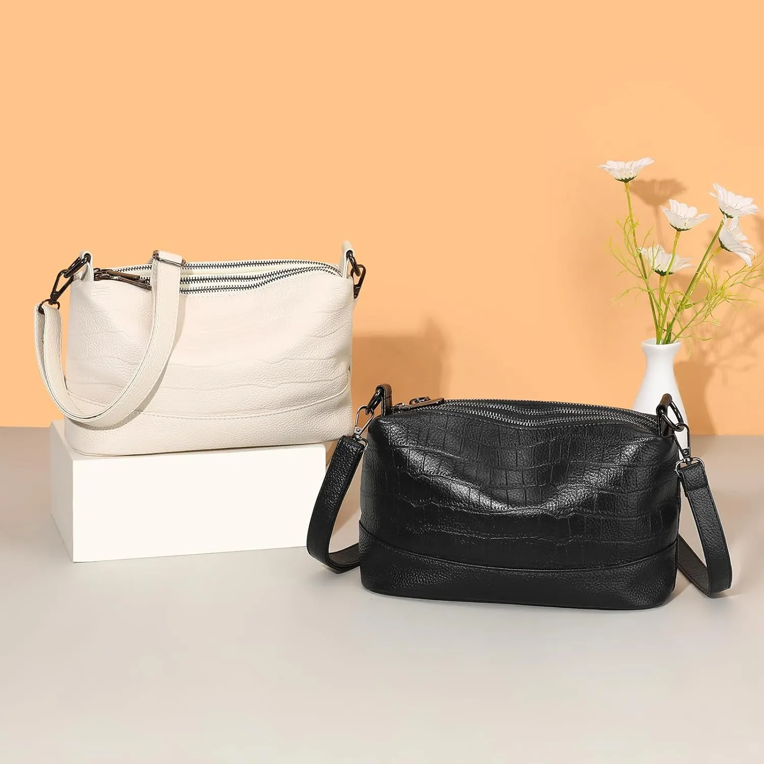 GAEKEAO Crossbody Bags for Women Small Cross Body Bag Genuine Leather Camera Bag Purse with Adjustable Strap