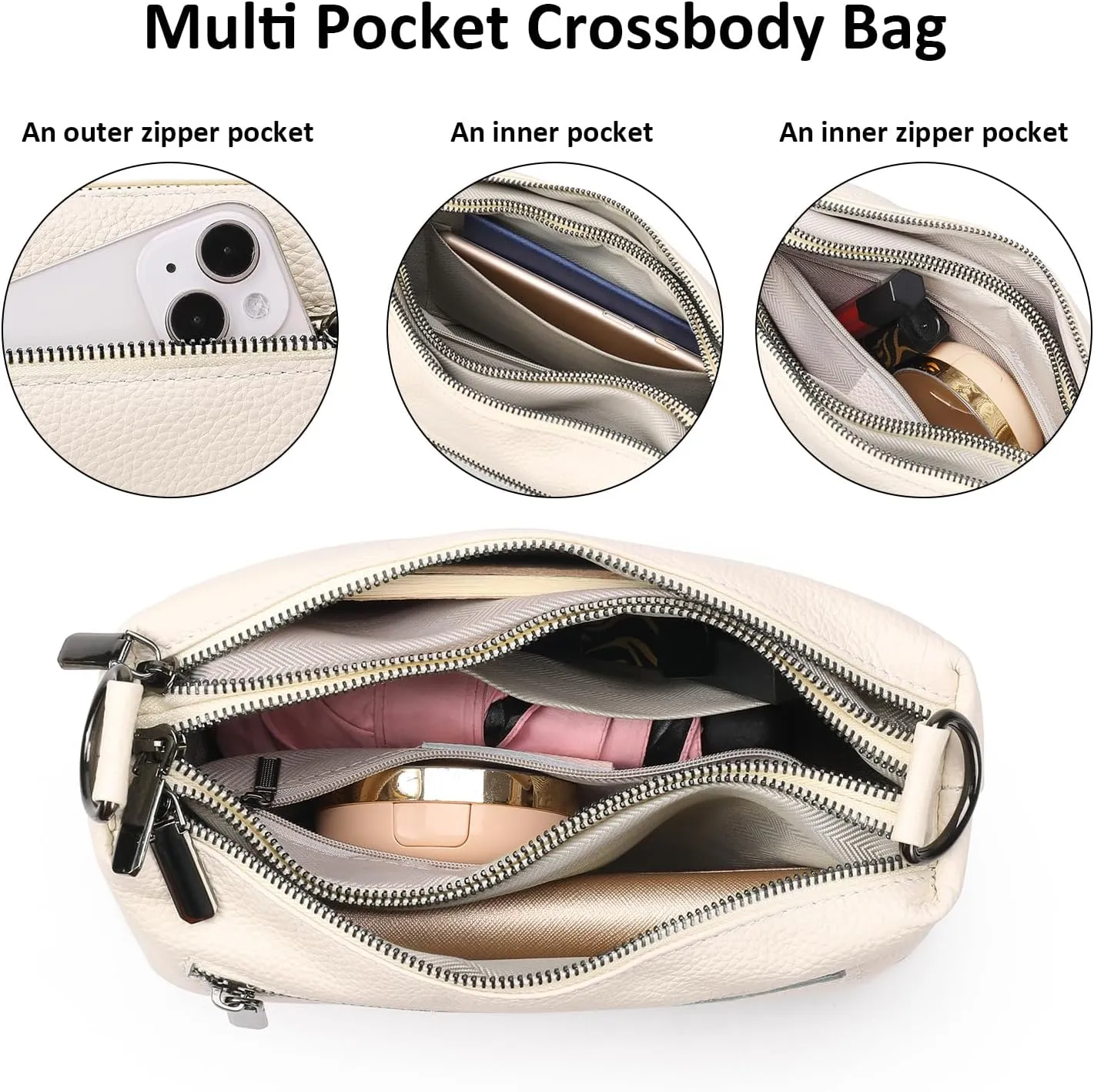 GAEKEAO Crossbody Bags for Women Small Cross Body Bag Genuine Leather Camera Bag Purse with Adjustable Strap