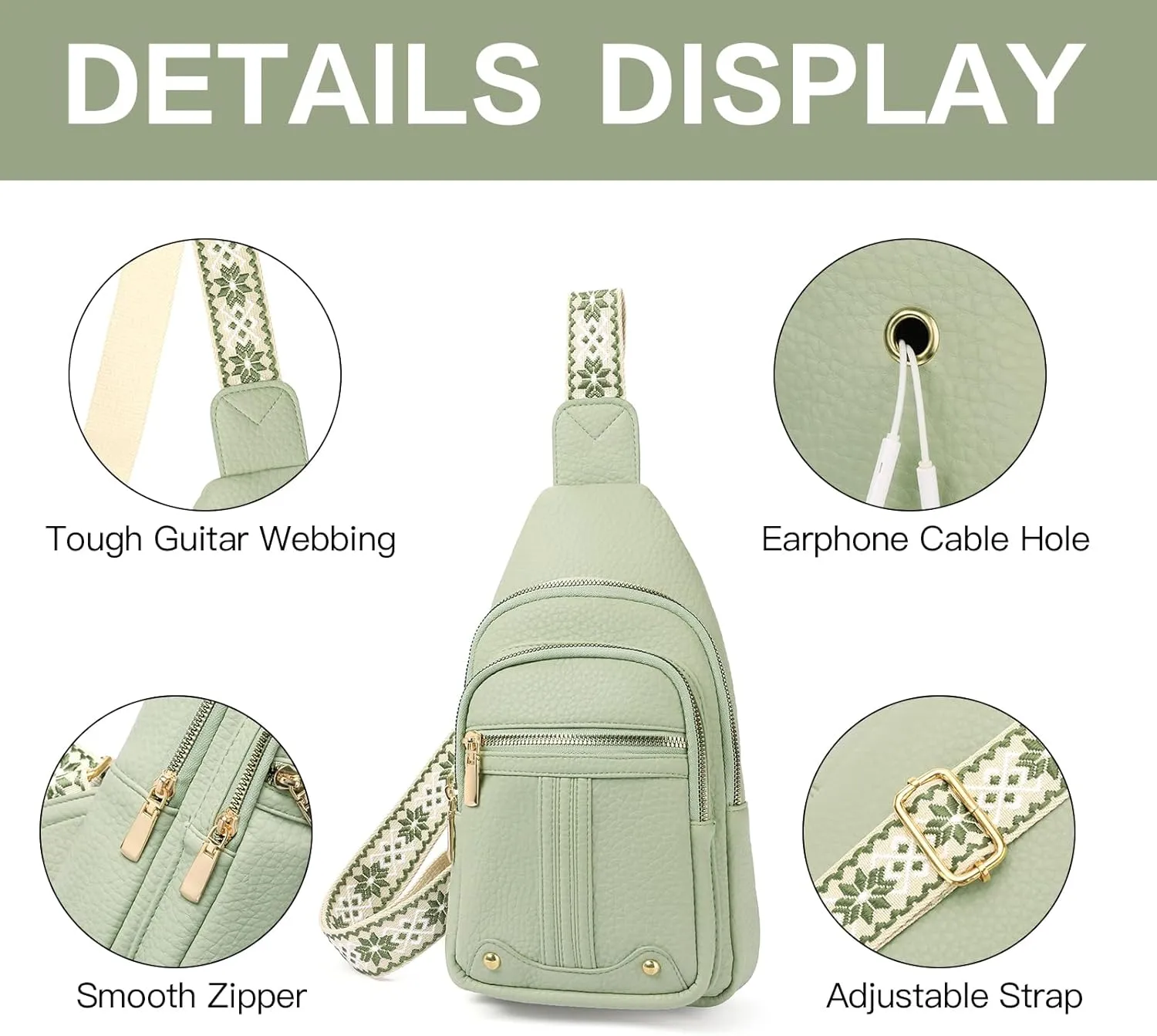 GAEKEAO Sling Bag for Women Crossbody Bags Fanny Pack Vegan Leather Chest Bag Travel Shoulder Belt Purse Backpack Gifts