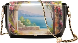 GAIGEO Arch Adorned with Flowers、 Leather Crossbody Purses for Women Trendy, Women's Shoulder Bag, Leather Crossbody Bag