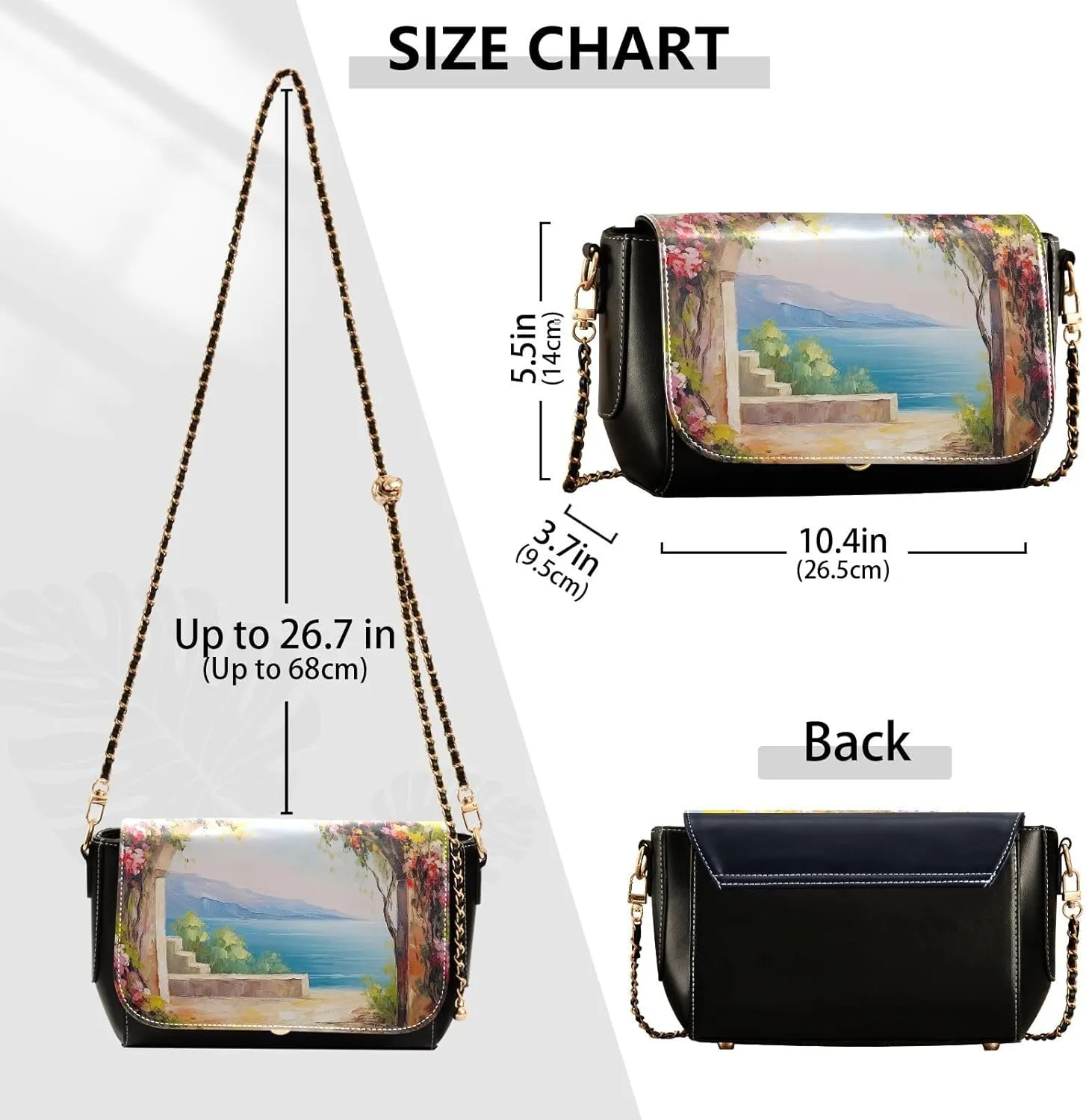 GAIGEO Arch Adorned with Flowers、 Leather Crossbody Purses for Women Trendy, Women's Shoulder Bag, Leather Crossbody Bag