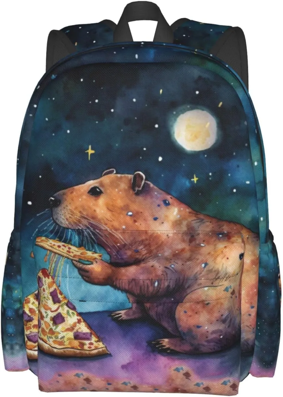 Galaxy Pizza Capybara Backpack School Bag Lightweight Bookbag Casual Daypack for Girls Boys Kids Women Men Travel Laptop 16 Inch