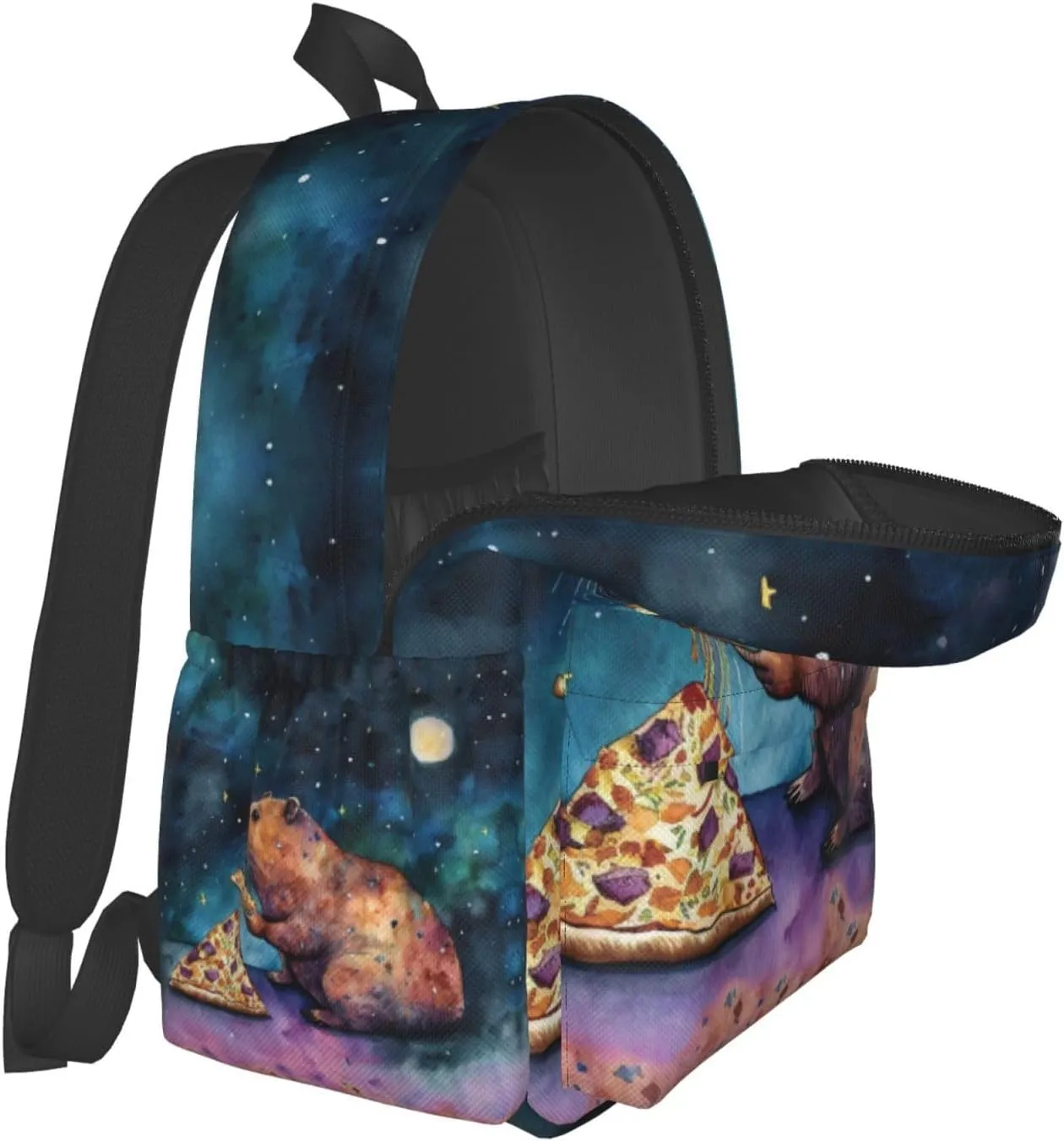 Galaxy Pizza Capybara Backpack School Bag Lightweight Bookbag Casual Daypack for Girls Boys Kids Women Men Travel Laptop 16 Inch