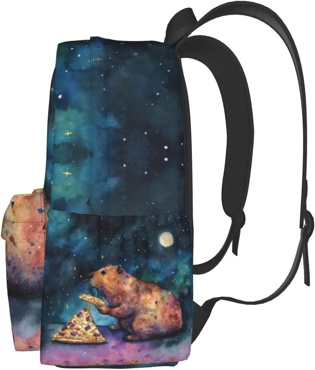 Galaxy Pizza Capybara Backpack School Bag Lightweight Bookbag Casual Daypack for Girls Boys Kids Women Men Travel Laptop 16 Inch