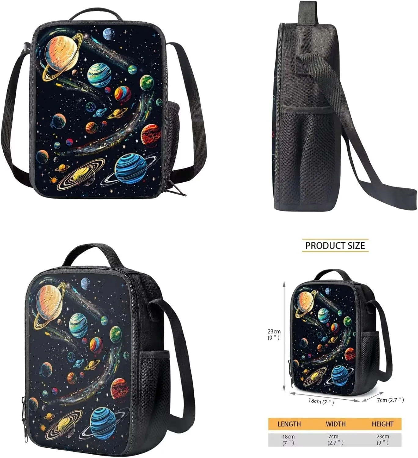 Galaxy Print School Backpack for Boys with Lunch Box Age 8-12 Casual Girls Backpack Set 10-12 Years Old Large Lunch Box Pen Bag for Junior Middle School