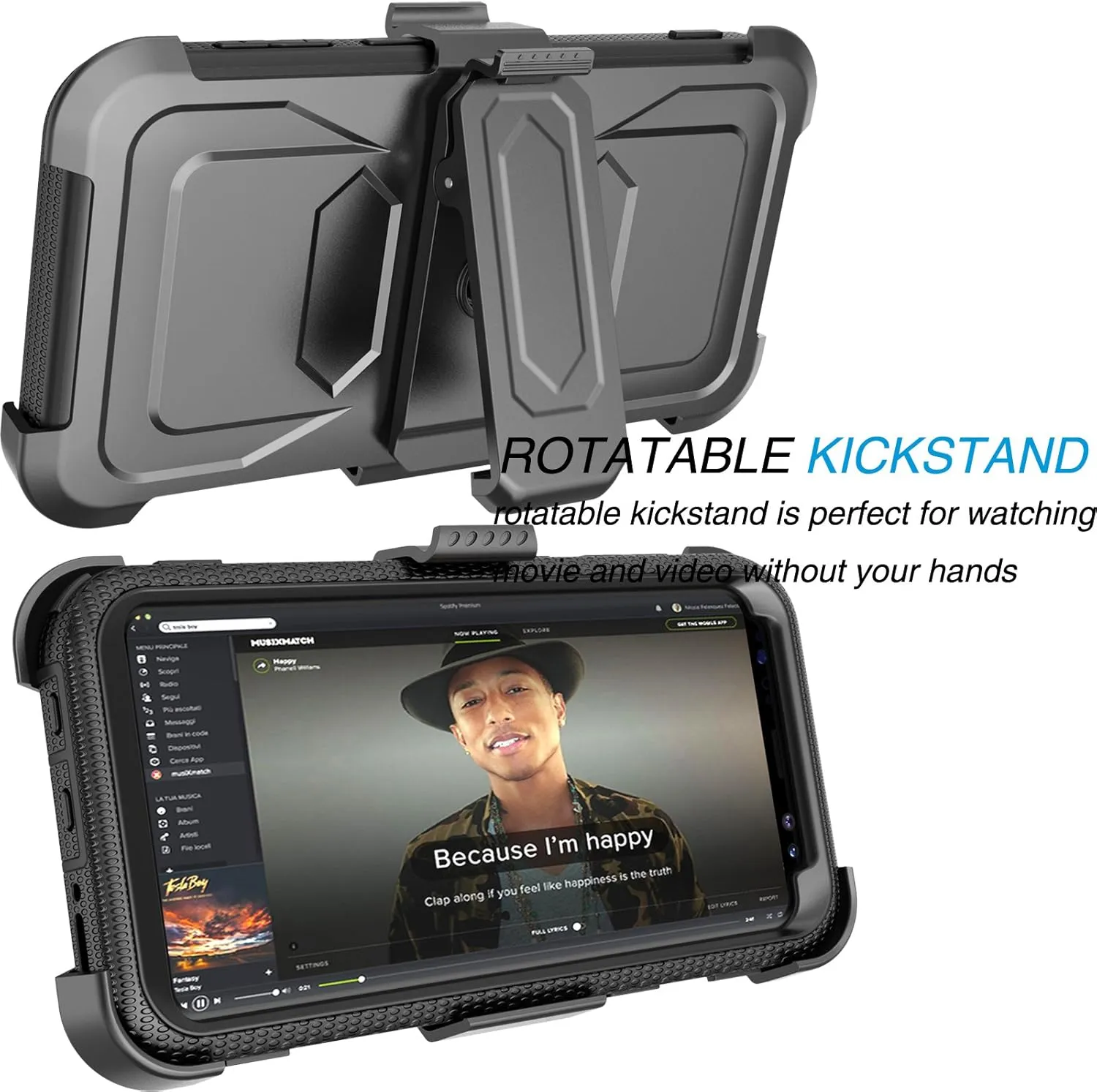 Galaxy S9 Plus Case, Samsung Galaxy S9 Plus Holster Clip, Tekcoo [Tshell] Shock Absorbing [Coal Black] Secure Swivel Locking Belt Defender Heavy Full Body Kickstand Carrying Tank Armor Cases Cover