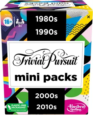 GAMES (EXCL. MONOPOLY) Trivial Pursuit Mini Packs Multipack, Fun Trivia Questions for Adults and Teens Ages 16 , Includes 4 Game Featuring 4 Decades