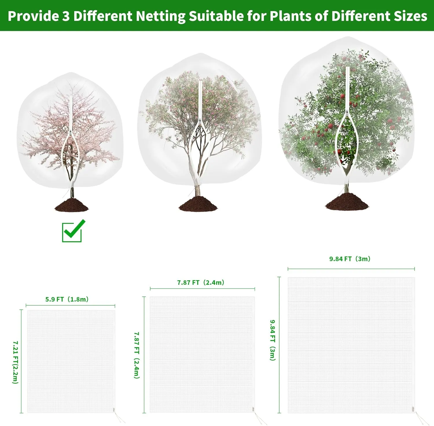 Garden Mesh Netting with Zipper,Plants Cover Protection from Anti Birds,Bugs,Cicadas,and Insects-Pest Barrier Bag for Blueberry Bushes,Citrus,Tomatoes,Vegetables,Fruit Tree and Orange