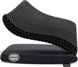 Gel Seat Cushion, Jumbo&Thick Gel Cushion Chair Pads with Non-Slip Cover for Home Office Car Seat Wheelchair, Soft Breathable Honeycomb Seat Pads for Relieve Hip Pain,Black 20x20x1.9inch