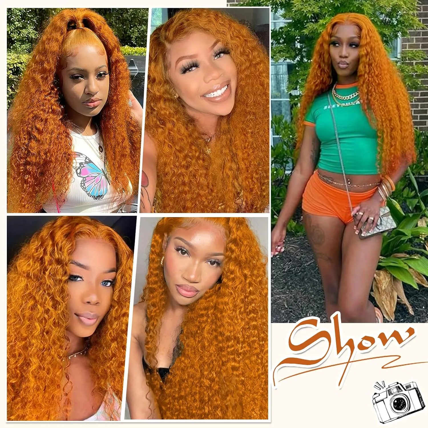 Ginger Wig Human Hair 13x4 deep wave Ginger Orange Lace Front Wigs Human Hair HD Transparent Lace Frontal 350 Colored Human Hair Wig Pre Plucked 180% Density 20inch