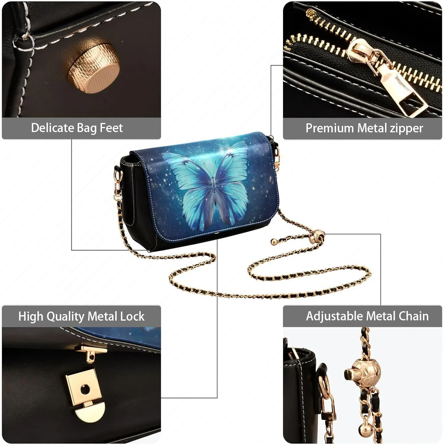 Giraffe's Head Looks Forward Leather Zipper Crossbody Purse, Leather Ladies Crossbody Bags, Medium Crossbody Bags for Women