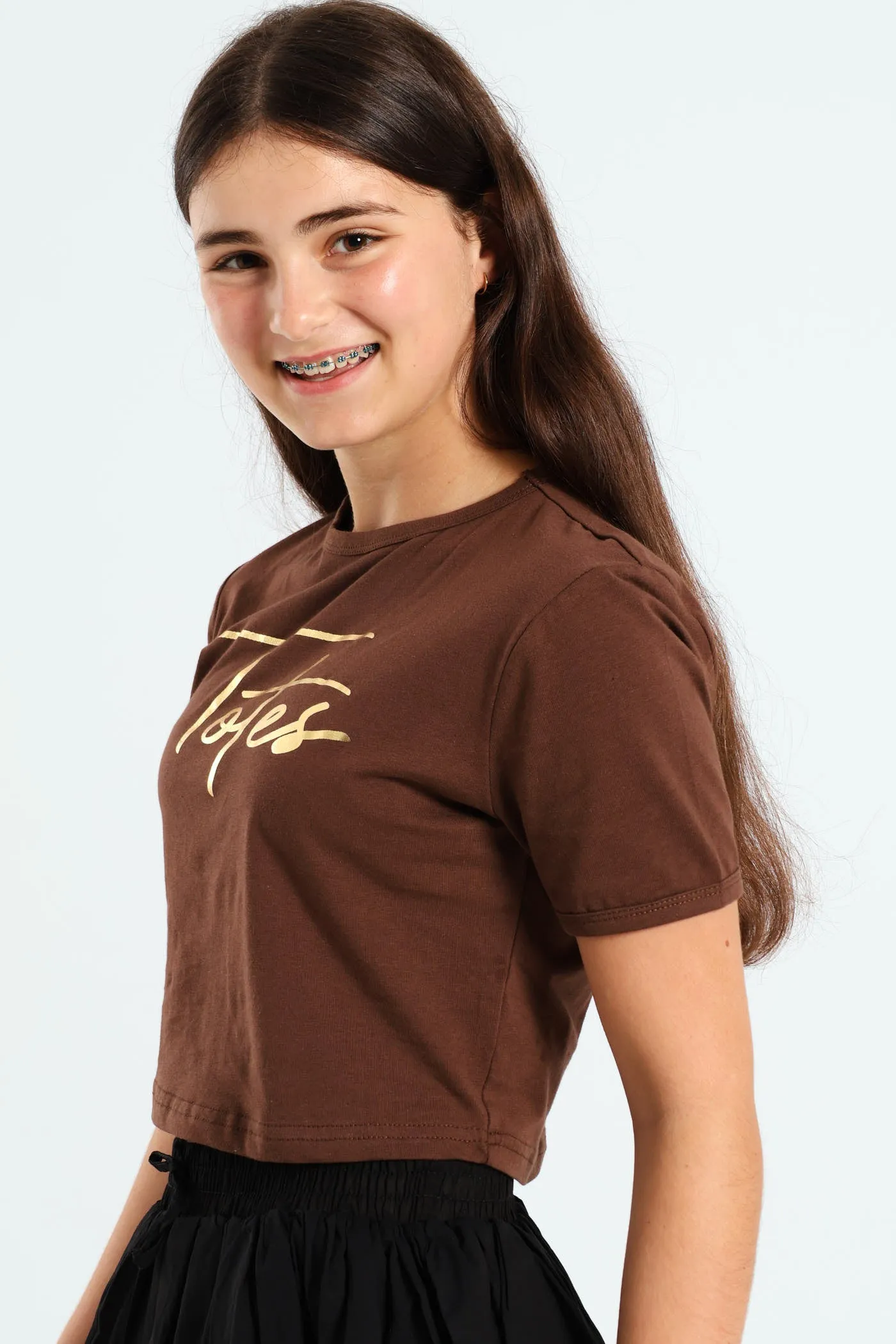 Girls Totes Ringer Tee - Brown