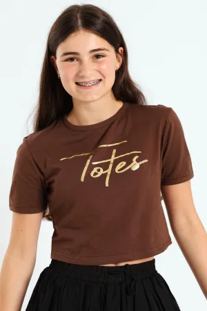Girls Totes Ringer Tee - Brown