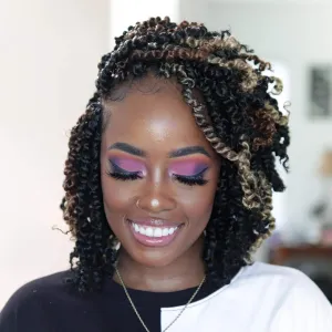 GIX Tiana Passion Twist Hair - 8 Inch 8 Packs Dark Brown Mid-Length Bob Passion Twist Crochet Hair, Pre-Twisted Pre-Looped Passion Twists Synthetic Braiding Hair Extensions (8 Inch,2#-8P)